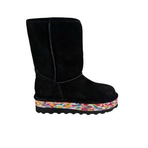 Bearpaw Elle boots, featuring a colorful, confetti-patterned‎ platform sole Sz 7